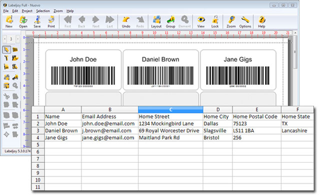 Excel file connected to barcode software