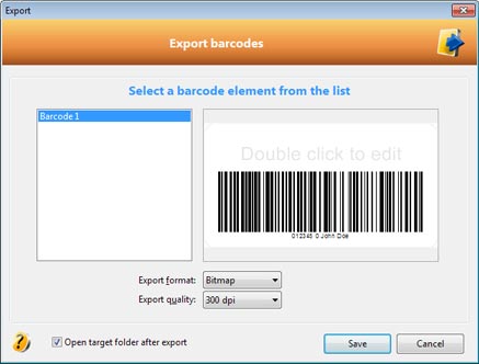 Exporting barcode