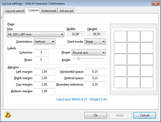 Choose layout of labels